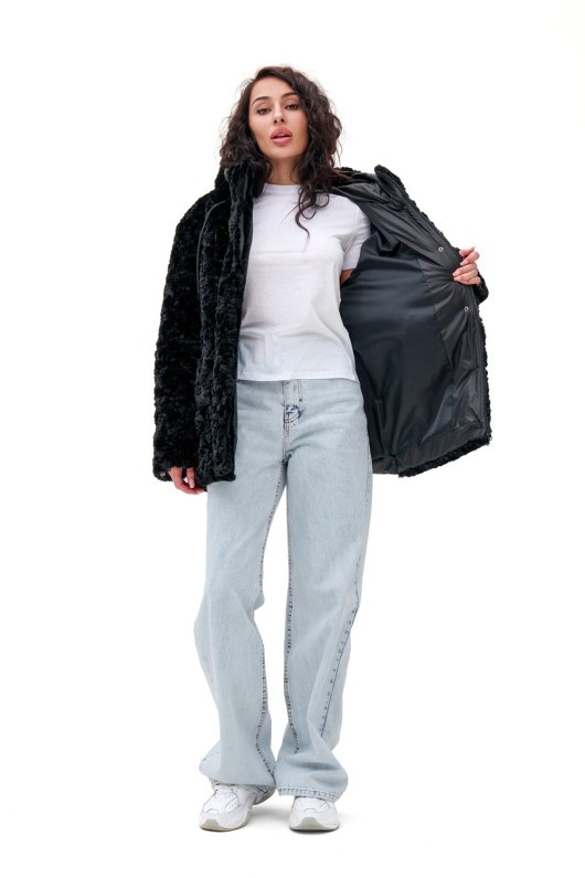 Подовжений пуховик «Скай» чорний д.в. утеплене