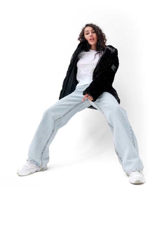 Подовжений пуховик «Скай» чорний д.в. утеплене