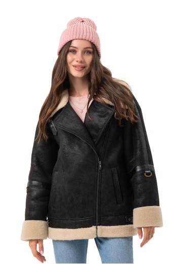 Дубленка Мика черно-белый