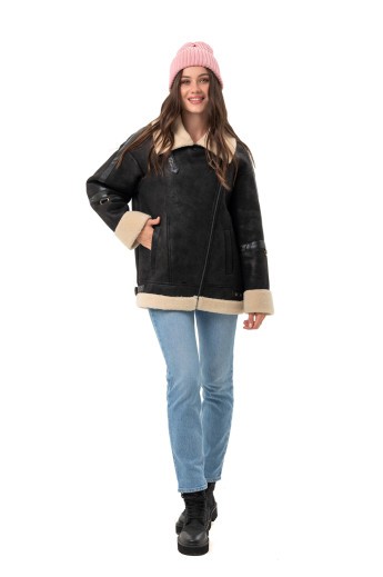 Дубленка Мика черно-белый