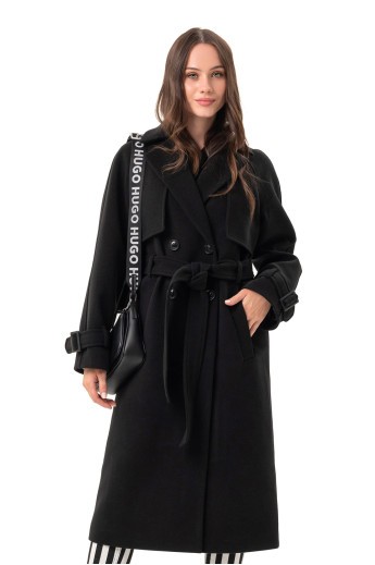 Двобортне пальто-міді «Рамі» чорне