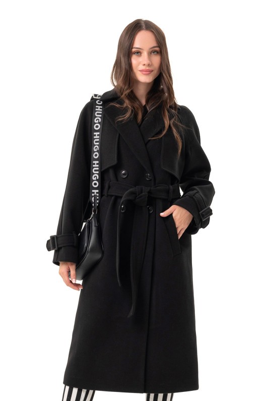 Двобортне пальто-міді «Рамі» чорне