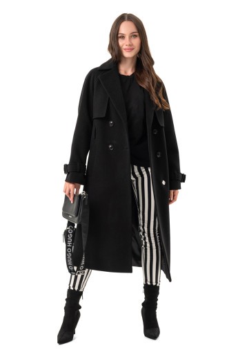 Двобортне пальто-міді «Рамі» чорне