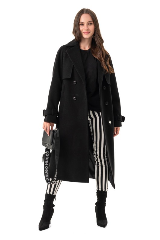 Двобортне пальто-міді «Рамі» чорне