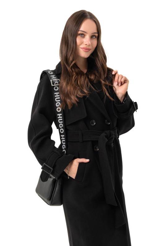 Двобортне пальто-міді «Рамі» чорне