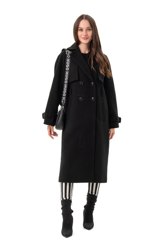 Двобортне пальто-міді «Рамі» чорне