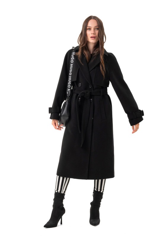 Двобортне пальто-міді «Рамі» чорне