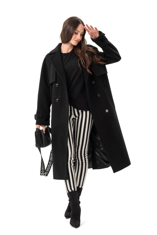 Двобортне пальто-міді «Рамі» чорне