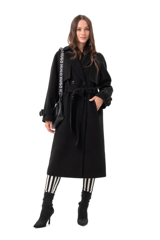 Двобортне пальто-міді «Рамі» чорне