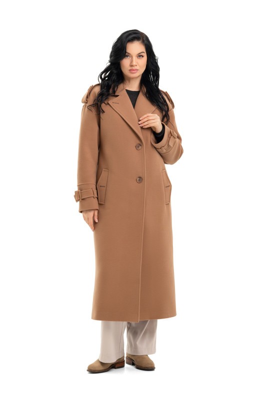 Довге пальто із кашеміру «Касандра» кемел утеплене