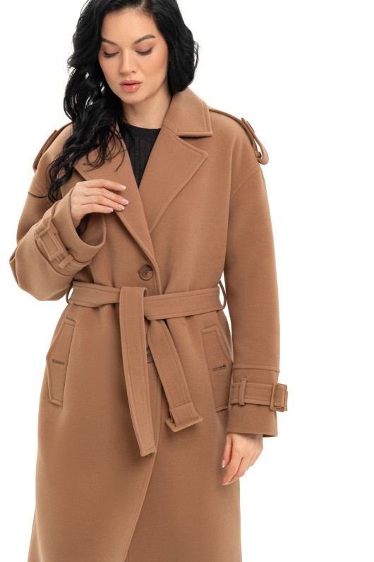 Довге пальто із кашеміру «Касандра» кемел утеплене