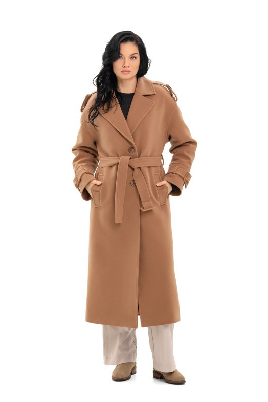 Довге пальто із кашеміру «Касандра» кемел утеплене