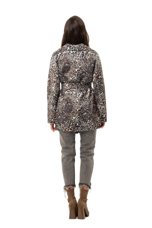 Коротке пальто з принтом «Сірі» леопард дрібний