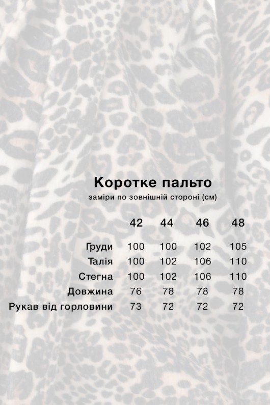 Коротке пальто з принтом «Сірі» леопард дрібний