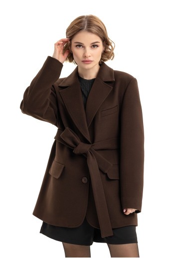 Пальто-піджак із кашеміру «Лав» шоколадне