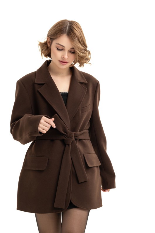 Пальто-піджак із кашеміру «Лав» шоколадне