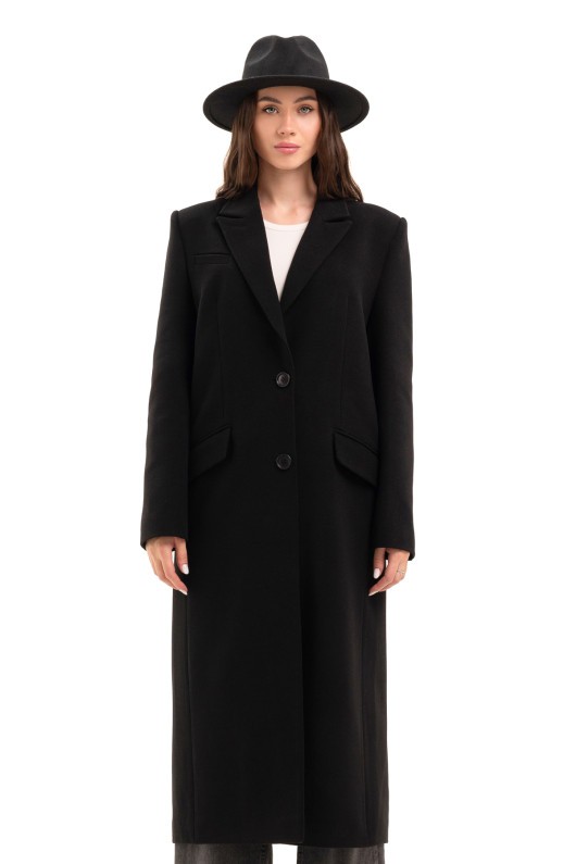 Довге пальто зі шліцею «Місті» чорний