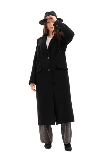 Довге пальто зі шліцею «Місті» чорний