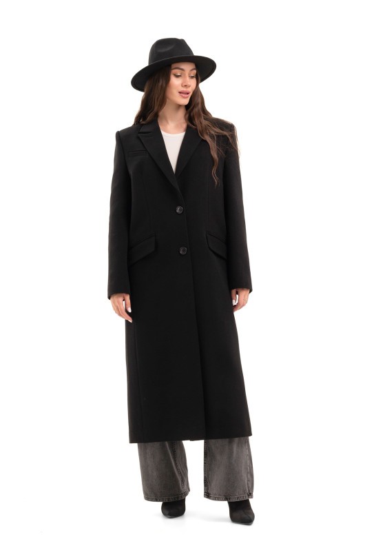 Довге пальто зі шліцею «Місті» чорний