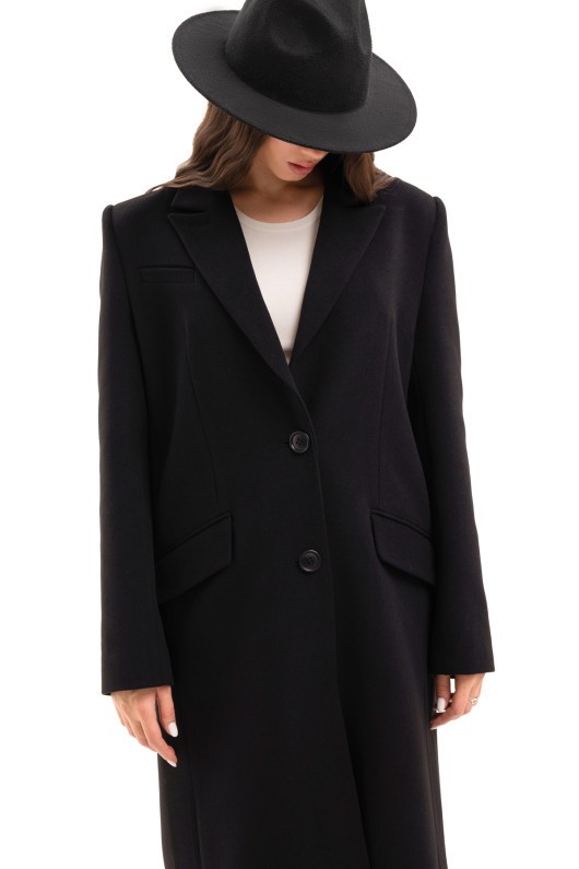 Довге пальто зі шліцею «Місті» чорний