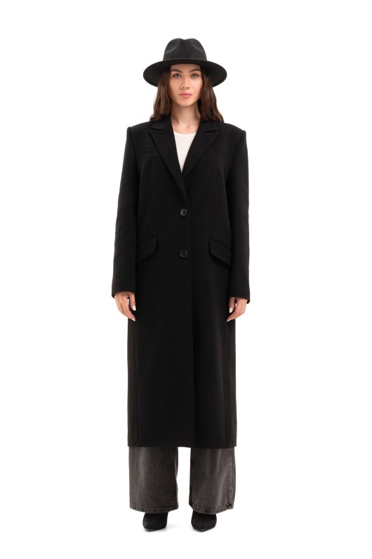 Довге пальто зі шліцею «Місті» чорний