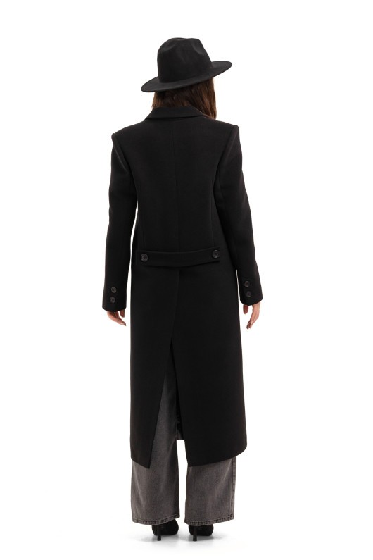 Довге пальто зі шліцею «Місті» чорний