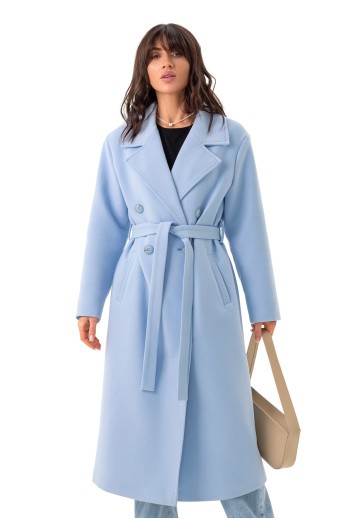 Довге елегантне пальто зі шліцею «Річі» блакитний