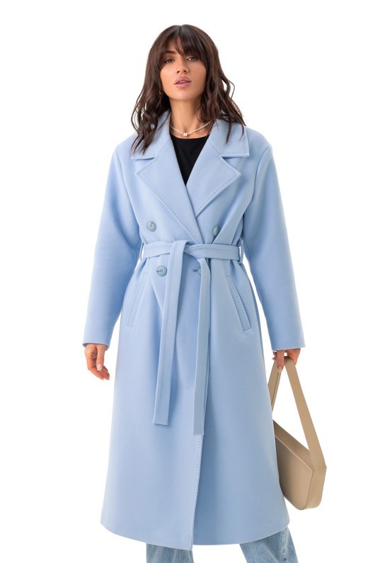Довге елегантне пальто зі шліцею «Річі» блакитний
