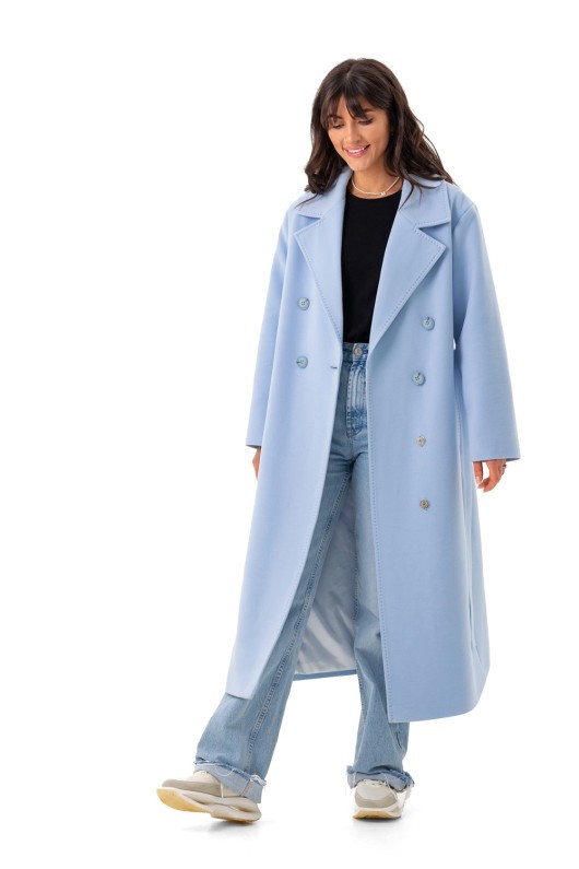 Довге елегантне пальто зі шліцею «Річі» блакитний