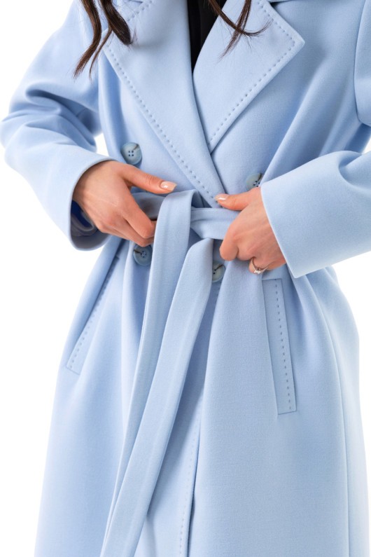 Довге елегантне пальто зі шліцею «Річі» блакитний