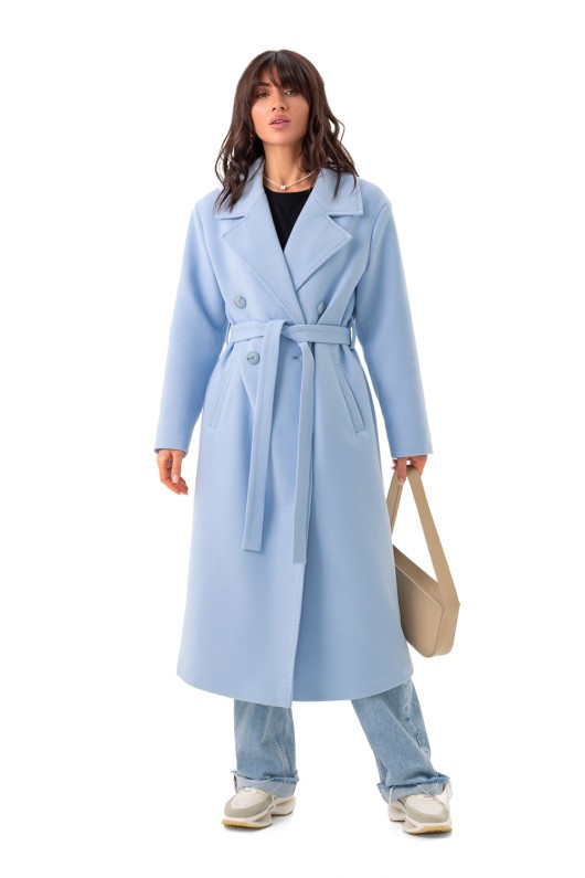 Довге елегантне пальто зі шліцею «Річі» блакитний