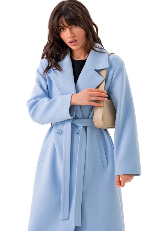 Довге елегантне пальто зі шліцею «Річі» блакитний