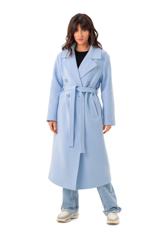 Довге елегантне пальто зі шліцею «Річі» блакитний