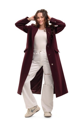 Довге пальто зі шліцею «Місті» бургунді