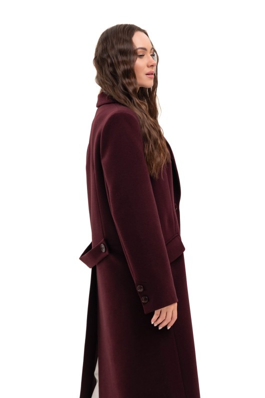 Довге пальто зі шліцею «Місті» бургунді