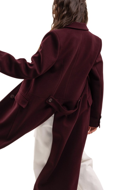 Довге пальто зі шліцею «Місті» бургунді