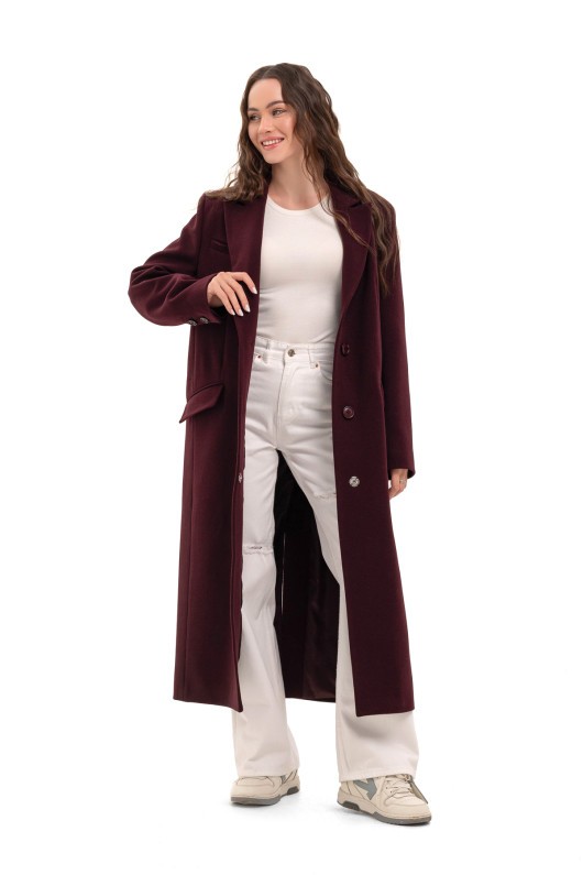 Довге пальто зі шліцею «Місті» бургунді