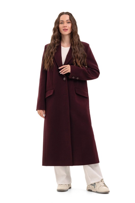 Довге пальто зі шліцею «Місті» бургунді