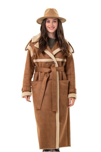 Дубленка Рэй коричнево-белый