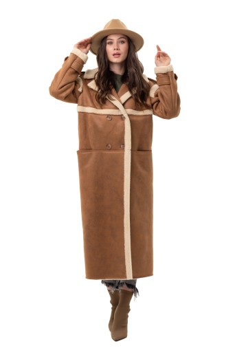 Дубленка Рэй коричнево-белый