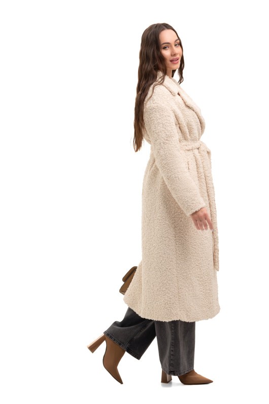 Довга зимова шуба еко барашек «Меді» бежева утеплене
