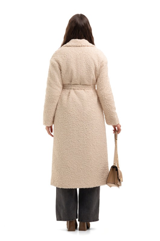 Довга зимова шуба еко барашек «Меді» бежева утеплене