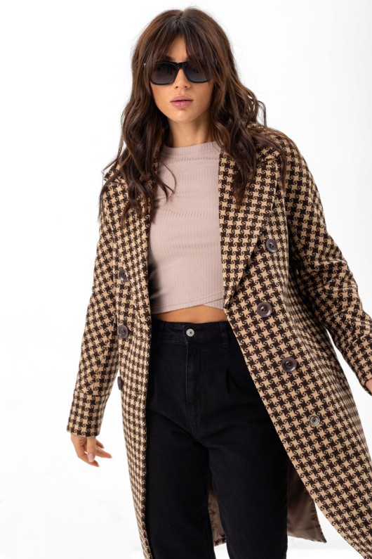 Пальто Келі коричневі зірки