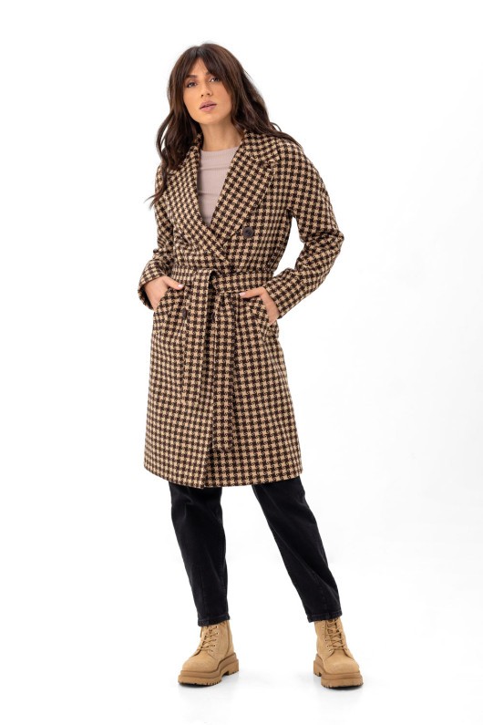 Пальто Келі коричневі зірки