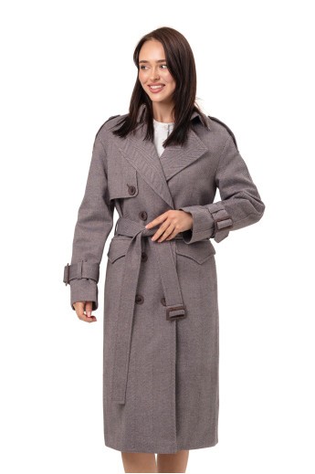 Демісезонне пальто в ялинку «Айві» марсала