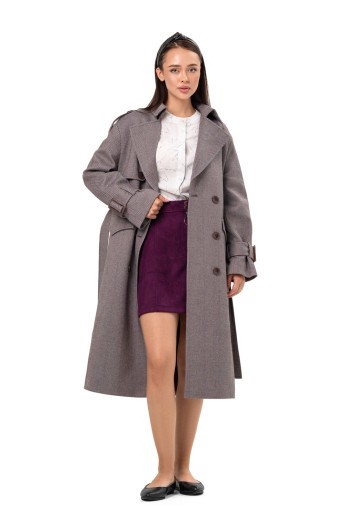 Демісезонне пальто в ялинку «Айві» марсала