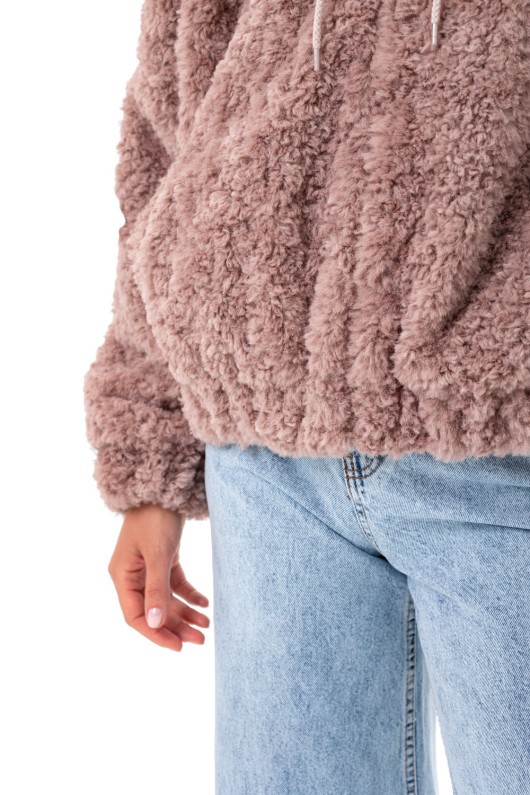 Теплий бомбер з капюшоном «Корі» пудровий