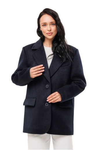 Ворсисте пальто-піджак «Лав» темно-синє