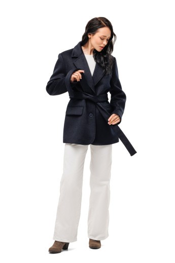 Ворсисте пальто-піджак «Лав» темно-синє