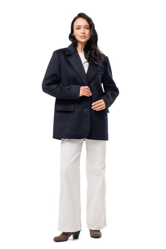 Ворсисте пальто-піджак «Лав» темно-синє